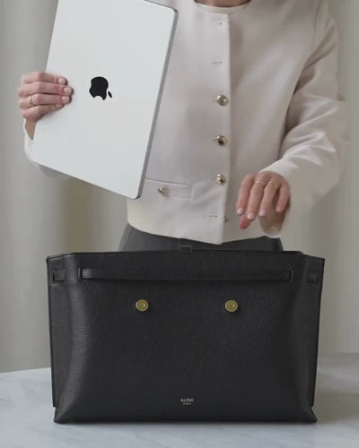 ALEMI Zurich | VIADUKT WORK | Laptop Bag | Black | Soft Grain Leather | Video packing