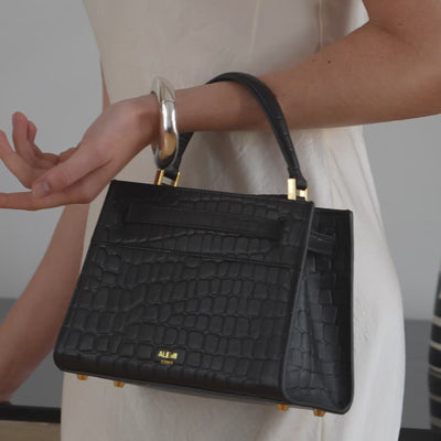 ALEMI Zurich | SEEFELD MINI | Small Bag | Black | Croc-Embossed Leather | Video