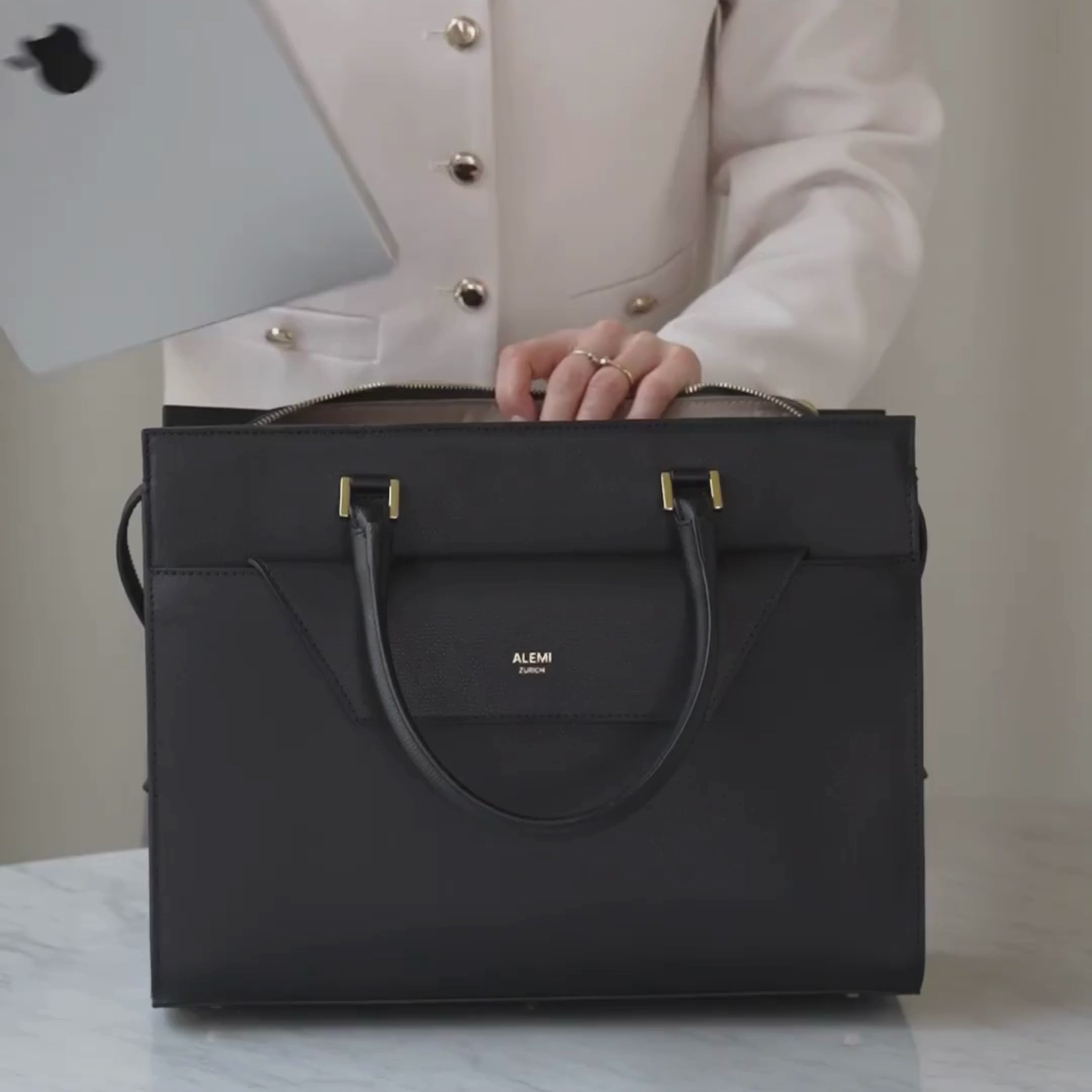 CENTRAL in Black - Elegant Business Bag 14” Laptop | ALEMI Zurich